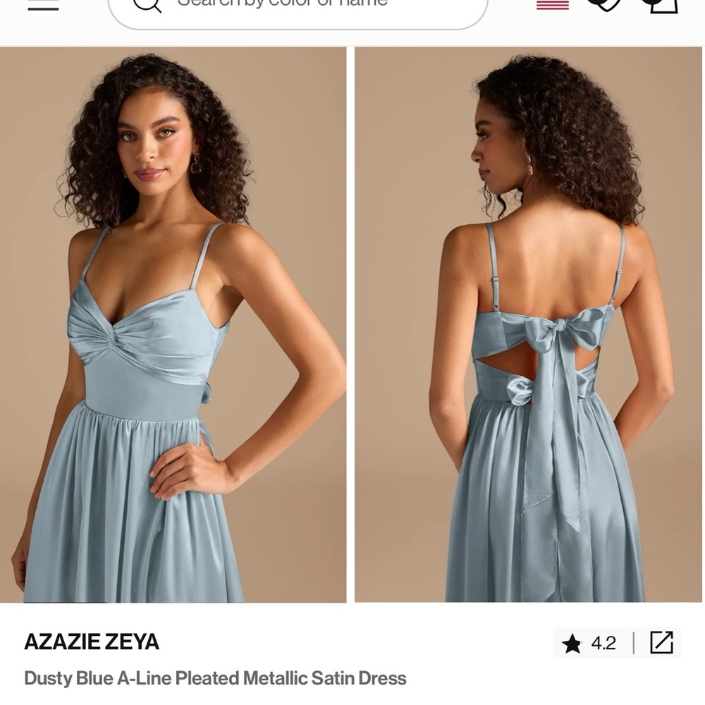 Azazie Blue Backless Dress - Picture 2 of 7